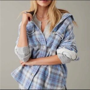 Brand New American Eagle Aerie Oversized Plaid Fleece Heavyweight Shacket
